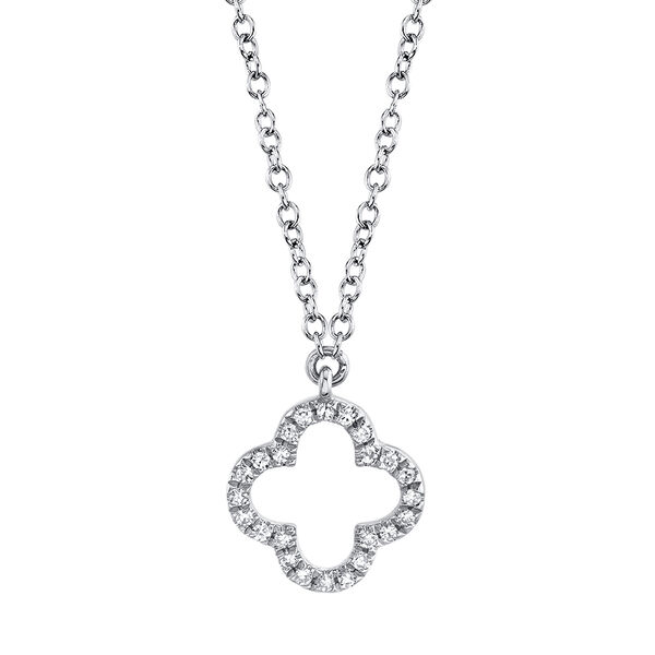 Clover White Gold and Diamond Pav&eacute; Pendant